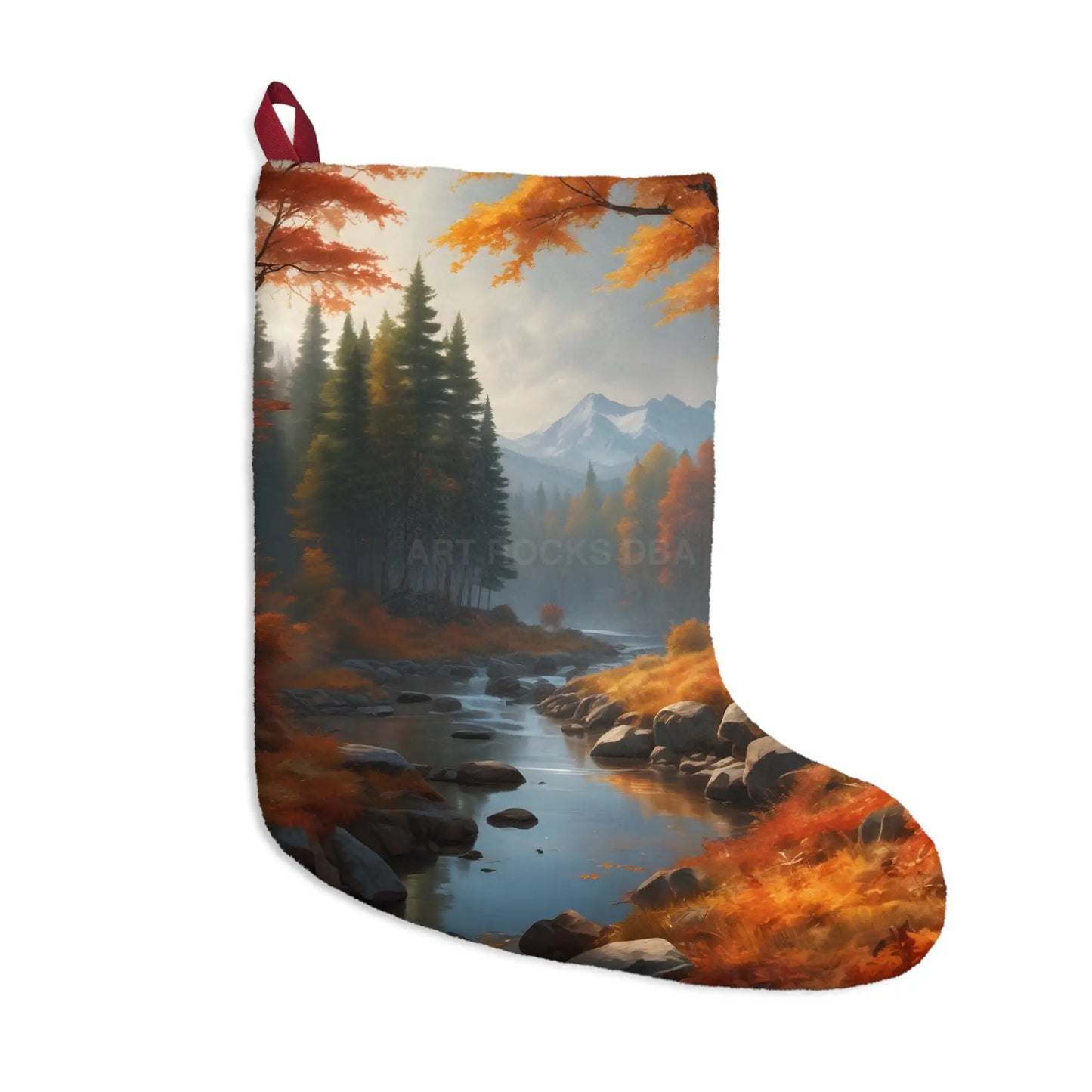 Autumn River Scenic Christmas Stocking - One size - Home Decor