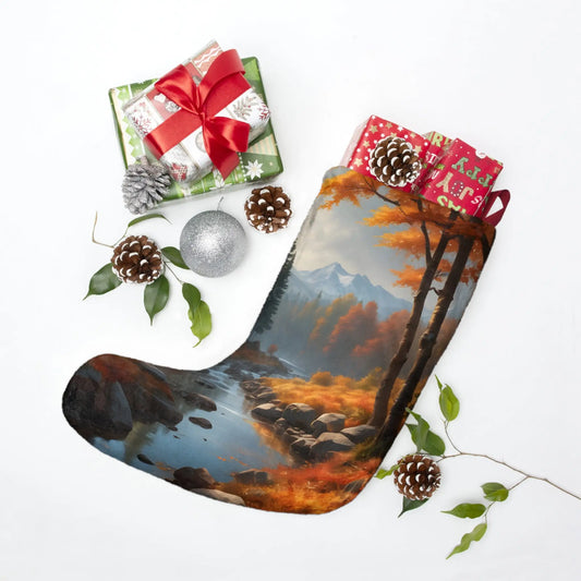 Autumn River Scenic Christmas Stocking - One size - Home Decor