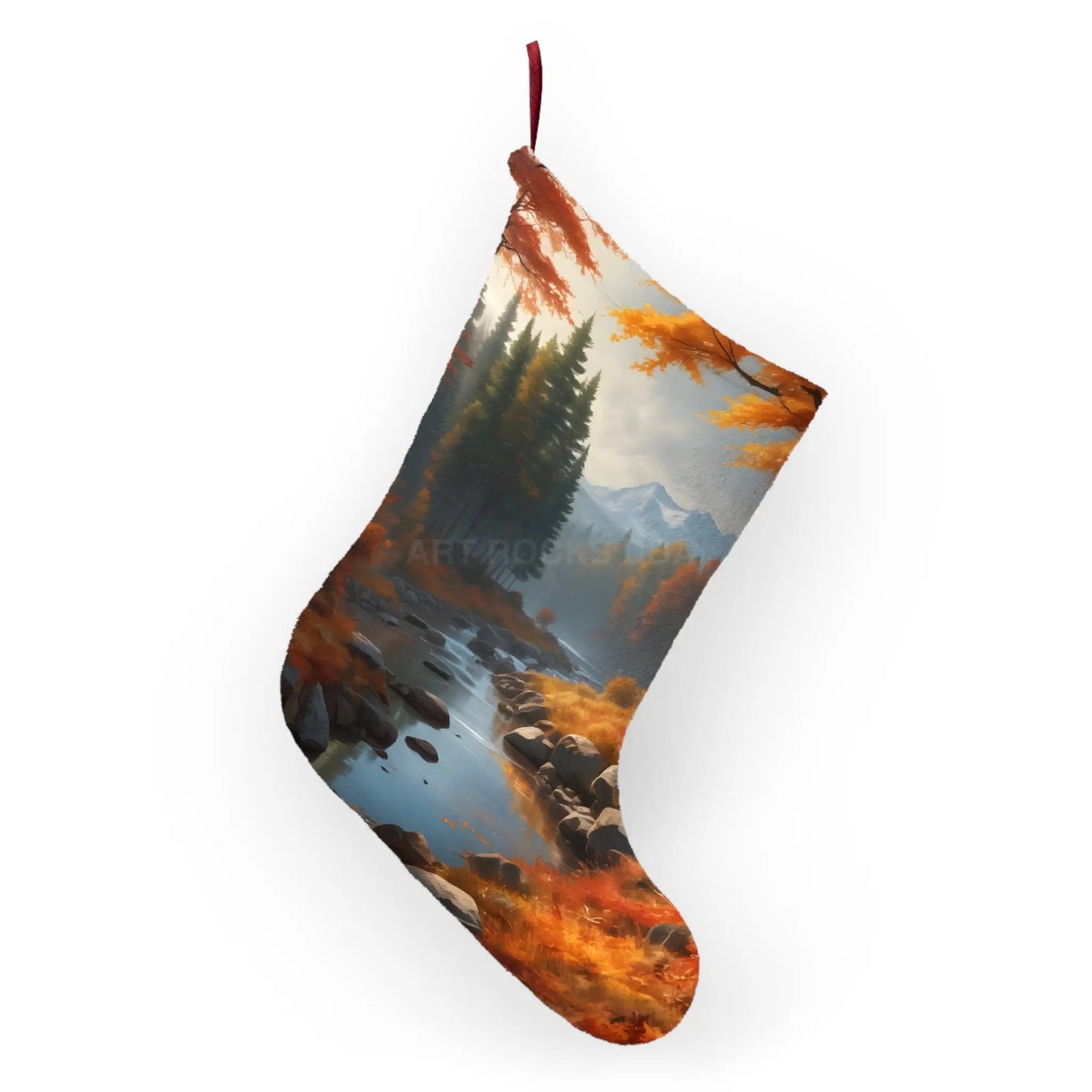 Autumn River Scenic Christmas Stocking - One size - Home Decor