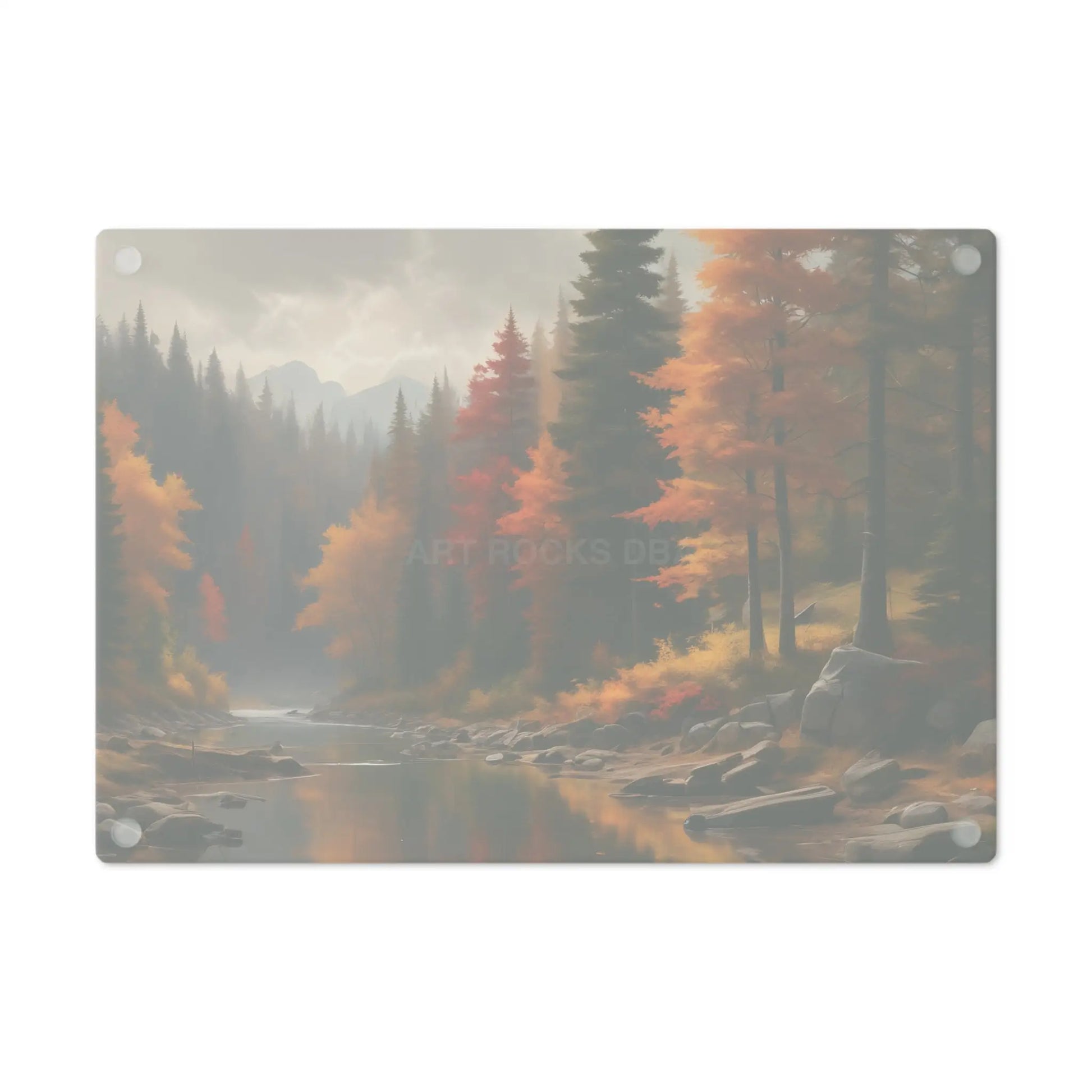 Autumn River Scenic Cutting Board — Fall Forest Landscape Kitchen Decor - Home Decor