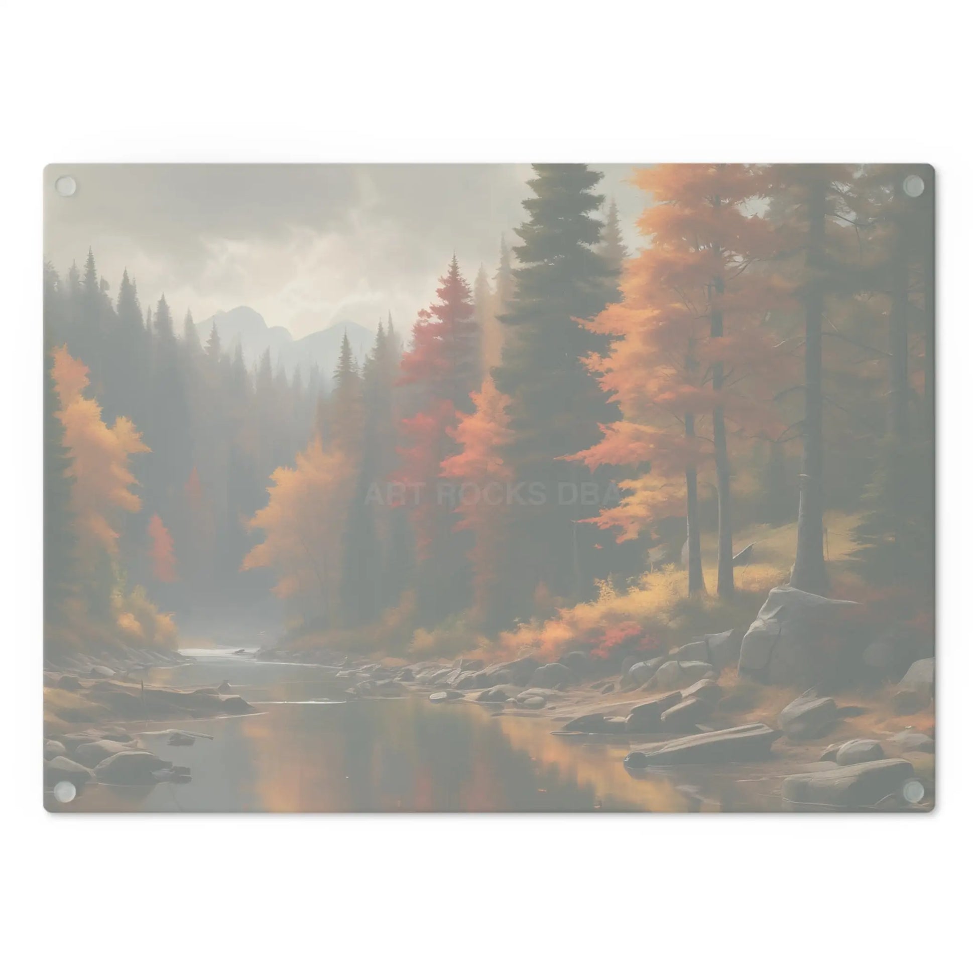 Autumn River Scenic Cutting Board — Fall Forest Landscape Kitchen Decor - Home Decor