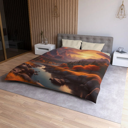 Autumn Sunset in the Mountains Microfiber Duvet Cover - Cozy Nature-Inspired Bedding for Fall Decor - Home Decor