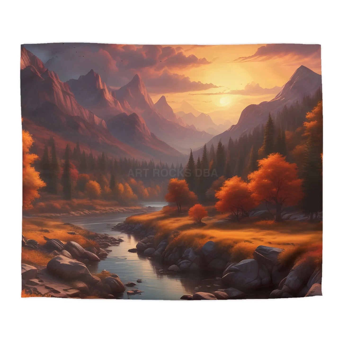 Autumn Sunset in the Mountains Microfiber Duvet Cover - Cozy Nature-Inspired Bedding for Fall Decor - King / Cream