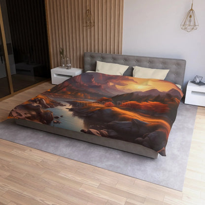 Autumn Sunset in the Mountains Microfiber Duvet Cover - Cozy Nature-Inspired Bedding for Fall Decor - Home Decor