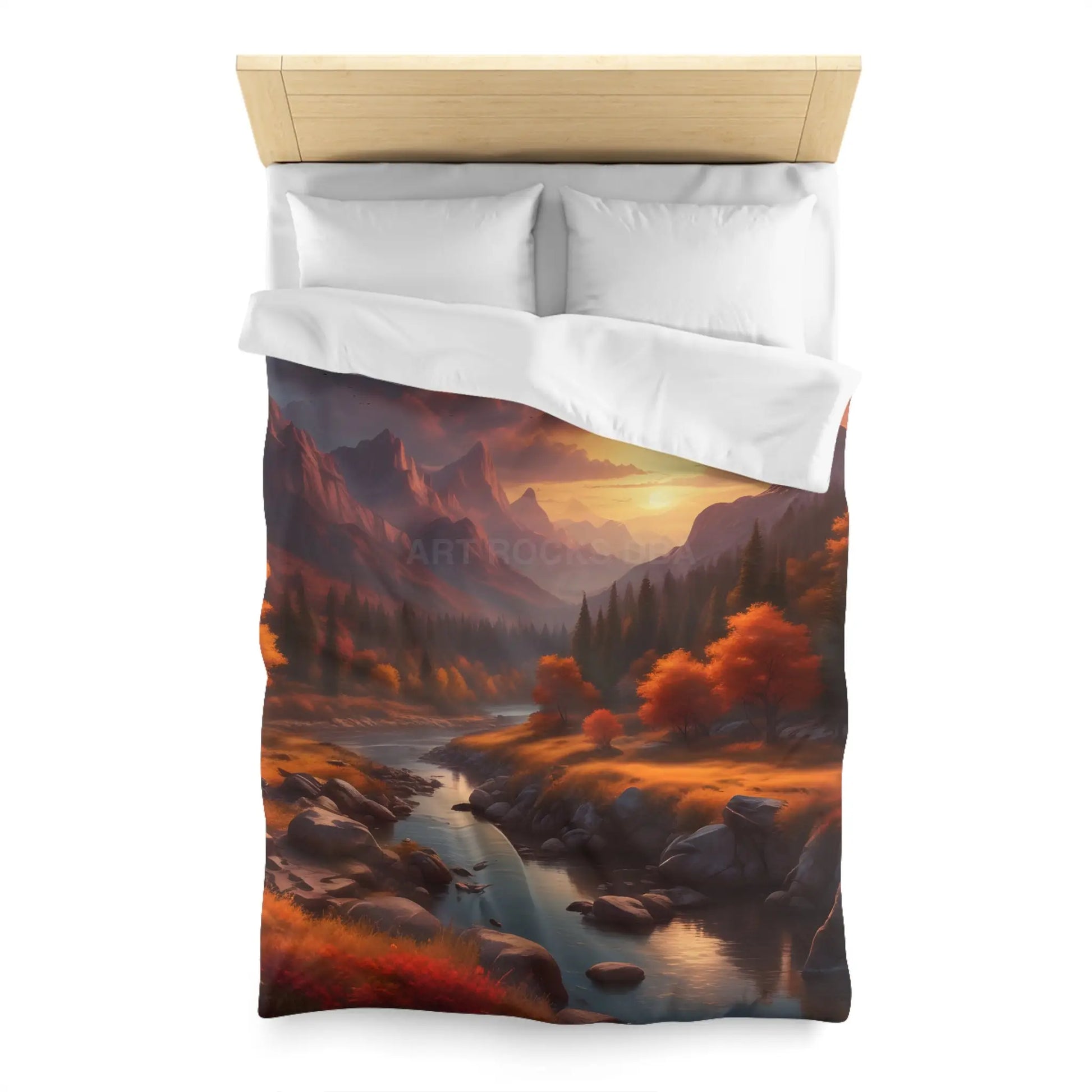 Autumn Sunset in the Mountains Microfiber Duvet Cover - Cozy Nature-Inspired Bedding for Fall Decor - Home Decor