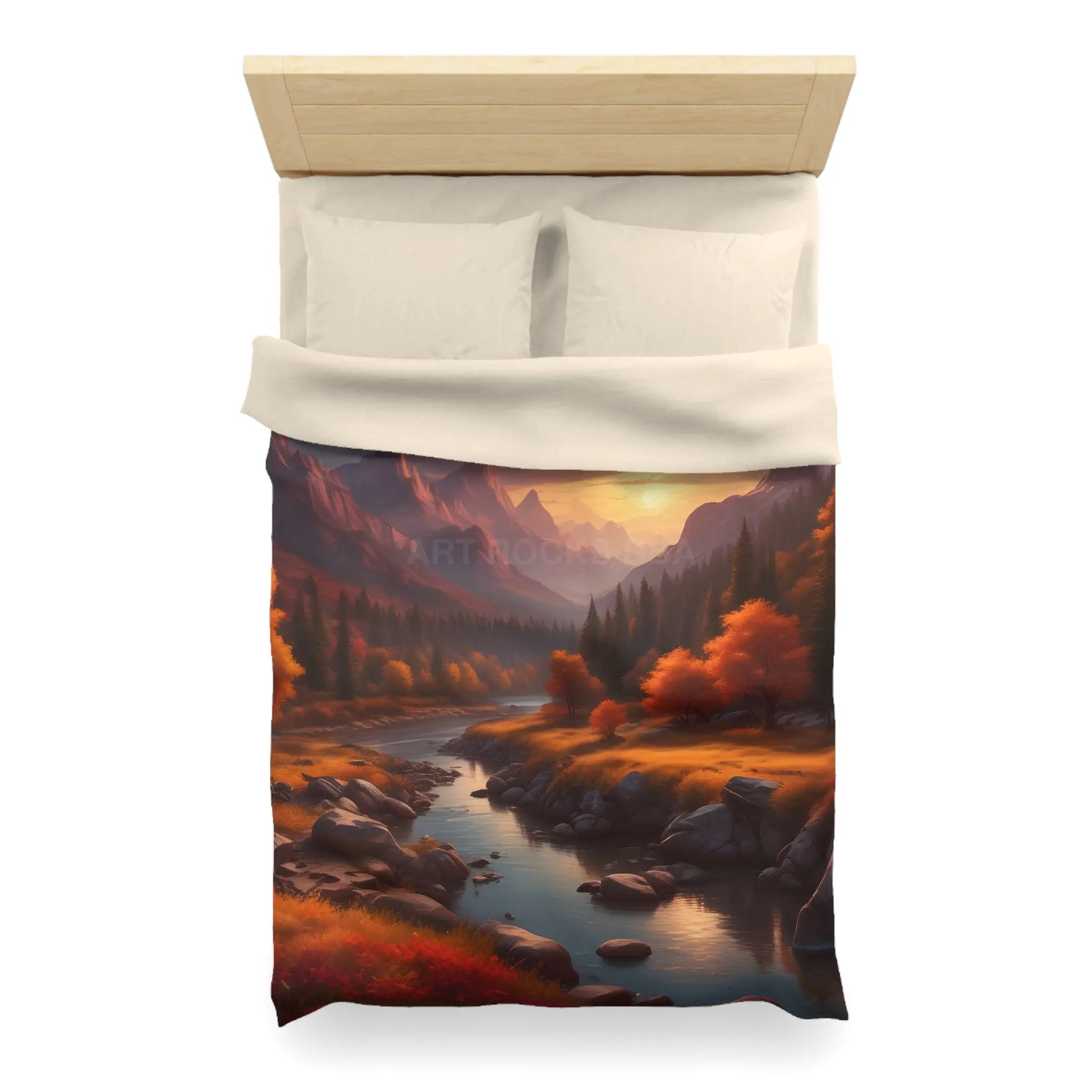 Autumn Sunset in the Mountains Microfiber Duvet Cover - Cozy Nature-Inspired Bedding for Fall Decor - Home Decor