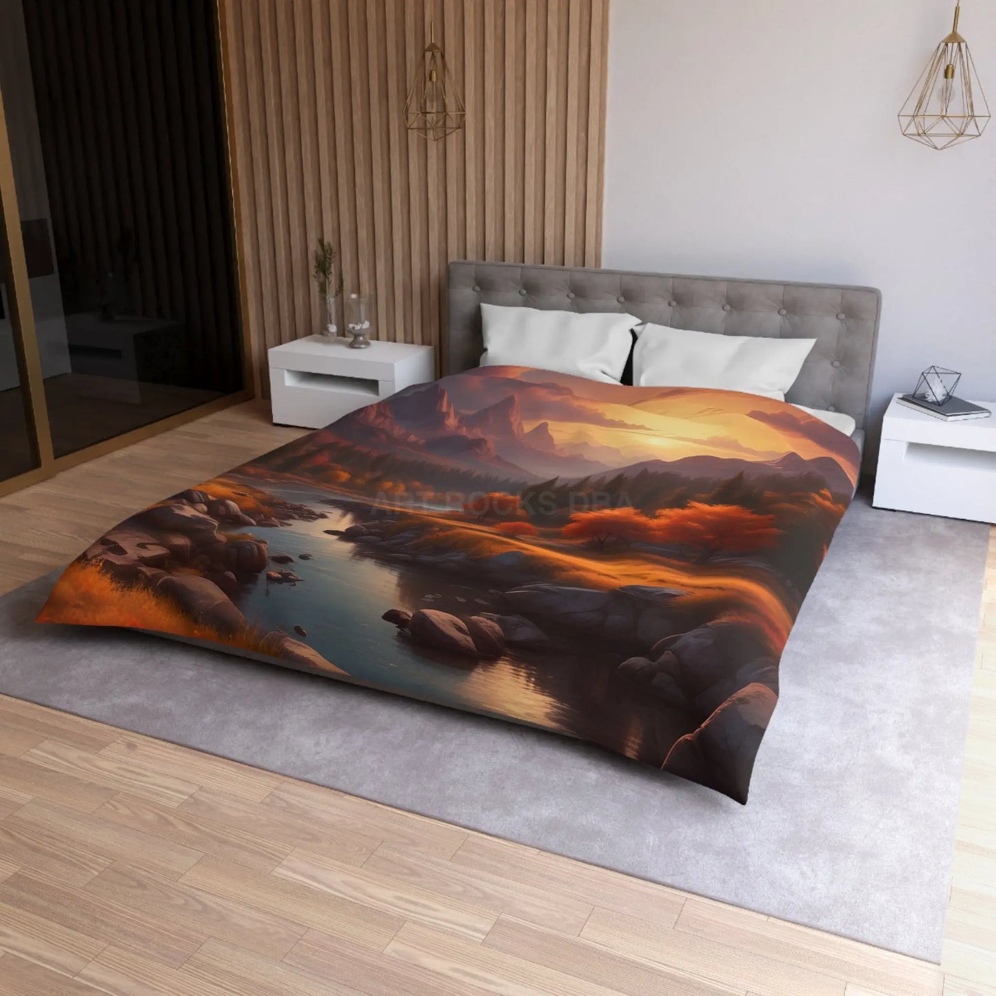Autumn Sunset in the Mountains Microfiber Duvet Cover - Cozy Nature-Inspired Bedding for Fall Decor - Home Decor