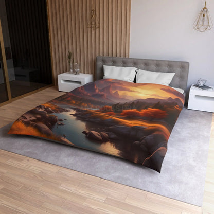Autumn Sunset in the Mountains Microfiber Duvet Cover - Cozy Nature-Inspired Bedding for Fall Decor - Home Decor