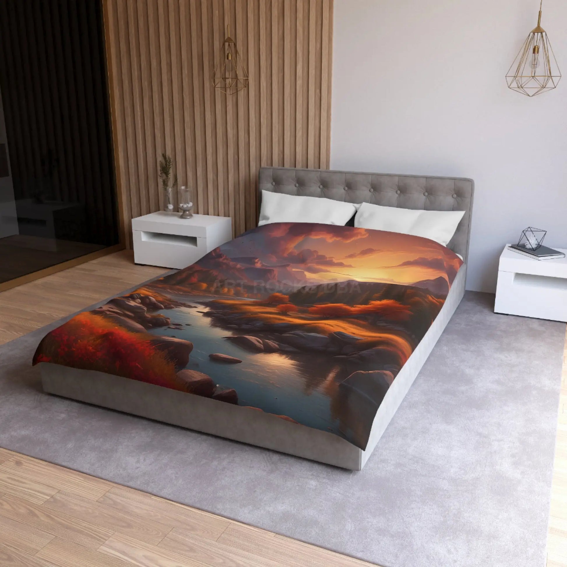 Autumn Sunset in the Mountains Microfiber Duvet Cover - Cozy Nature-Inspired Bedding for Fall Decor - Home Decor