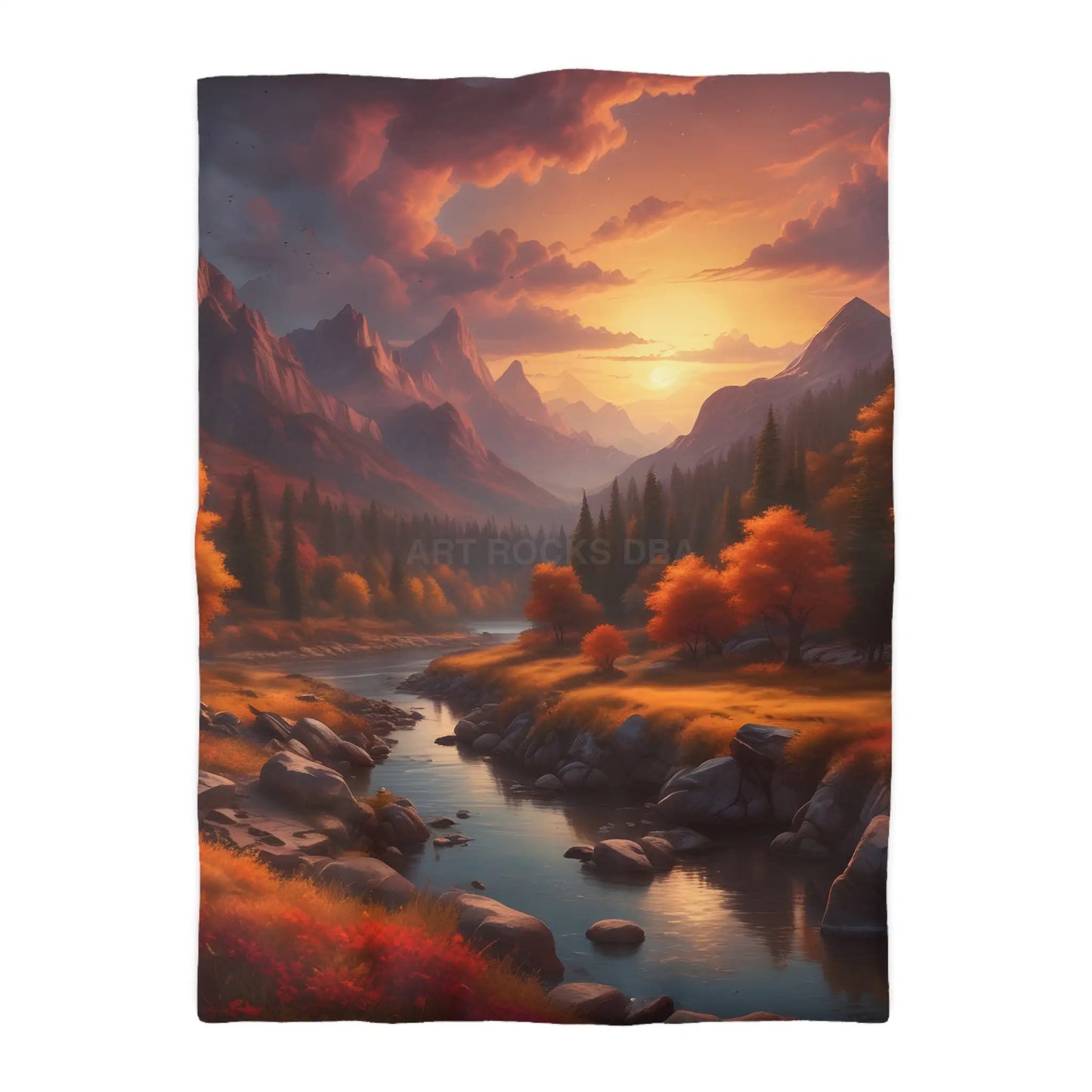 Autumn Sunset in the Mountains Microfiber Duvet Cover - Cozy Nature-Inspired Bedding for Fall Decor - Twin XL / White