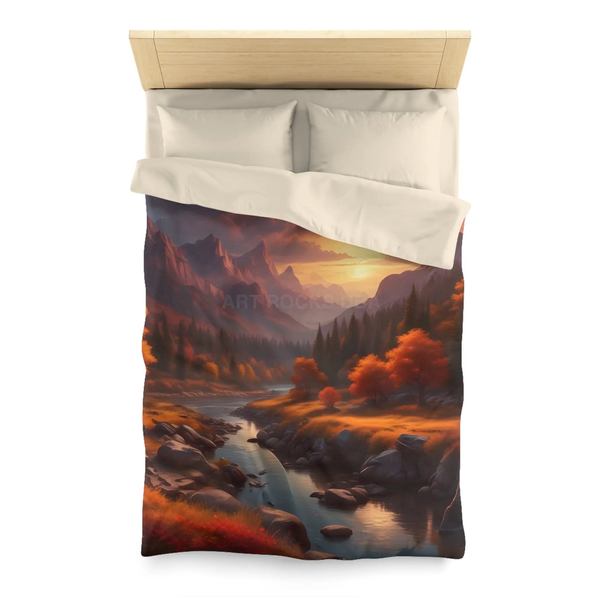 Autumn Sunset in the Mountains Microfiber Duvet Cover - Cozy Nature-Inspired Bedding for Fall Decor - Home Decor