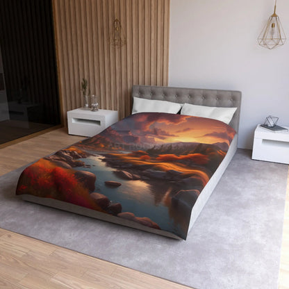 Autumn Sunset in the Mountains Microfiber Duvet Cover - Cozy Nature-Inspired Bedding for Fall Decor - Home Decor