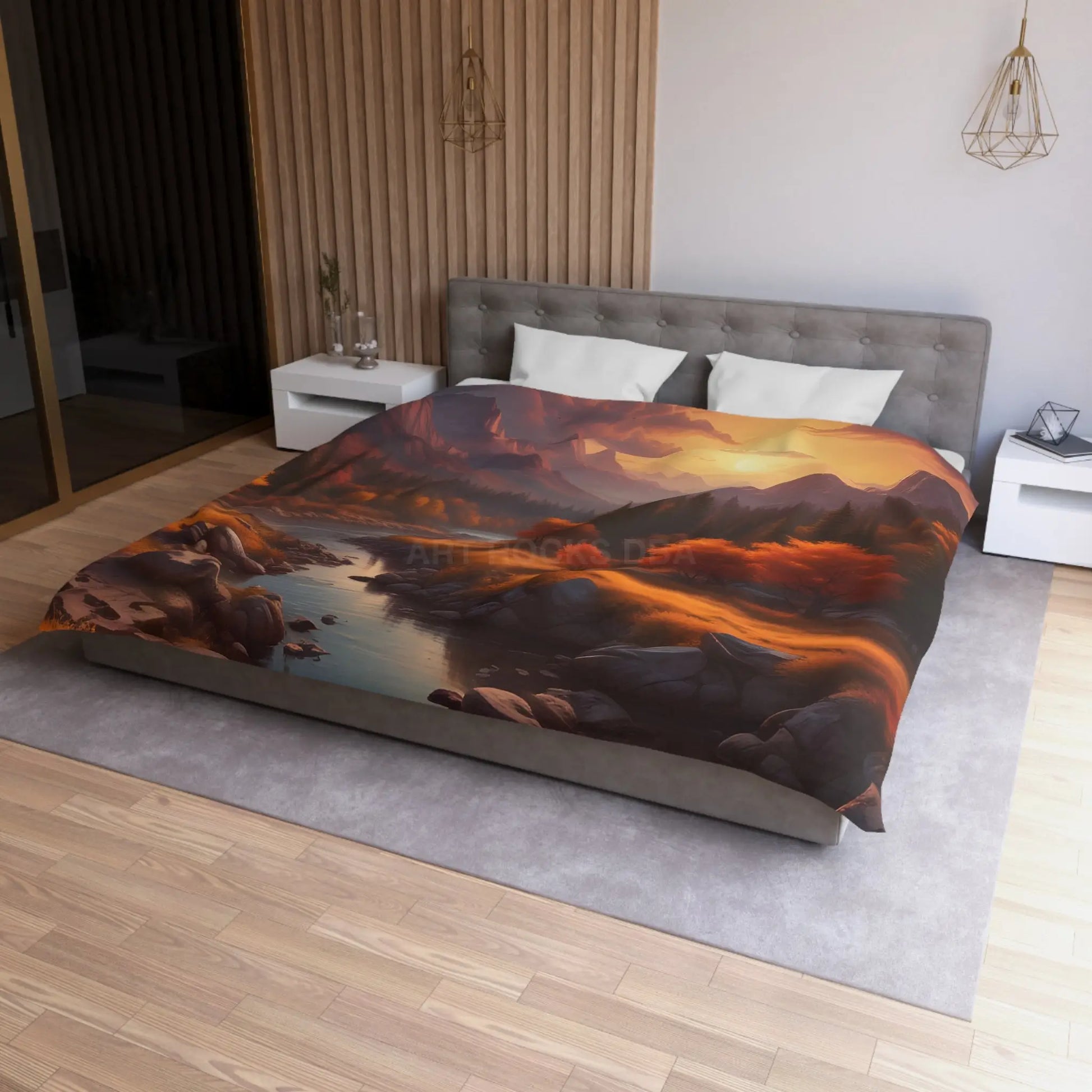 Autumn Sunset in the Mountains Microfiber Duvet Cover - Cozy Nature-Inspired Bedding for Fall Decor - Home Decor