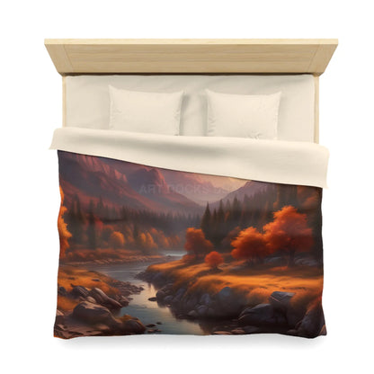 Autumn Sunset in the Mountains Microfiber Duvet Cover - Cozy Nature-Inspired Bedding for Fall Decor - Home Decor