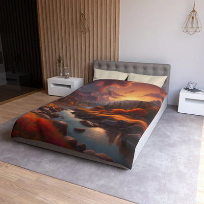Autumn Sunset in the Mountains Microfiber Duvet Cover - Cozy Nature-Inspired Bedding for Fall Decor - Home Decor