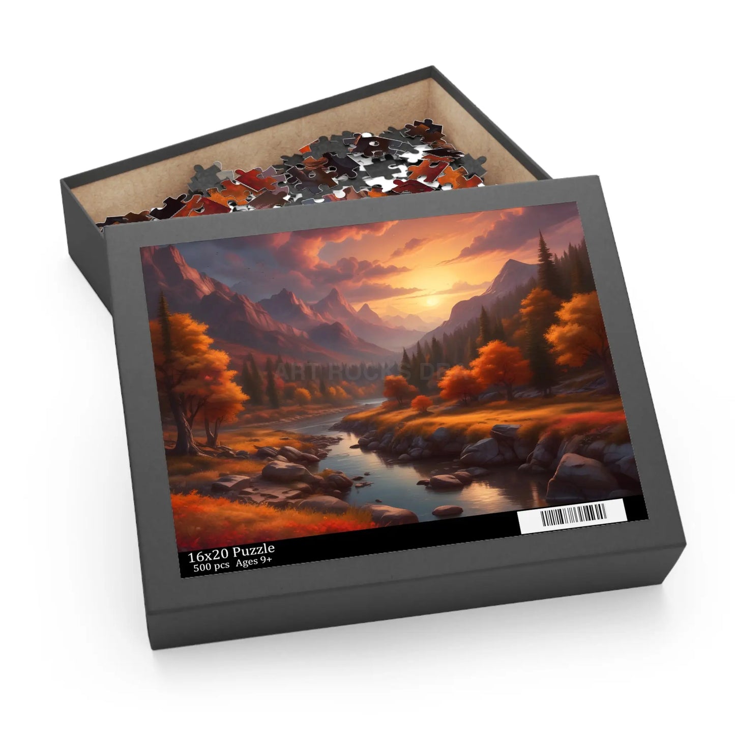Autumn Trees Mountain Sunset Jigsaw Puzzle — 120/252/500 Piece - Puzzle