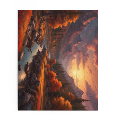 Autumn Trees Mountain Sunset Jigsaw Puzzle — 120/252/500 Piece - Puzzle