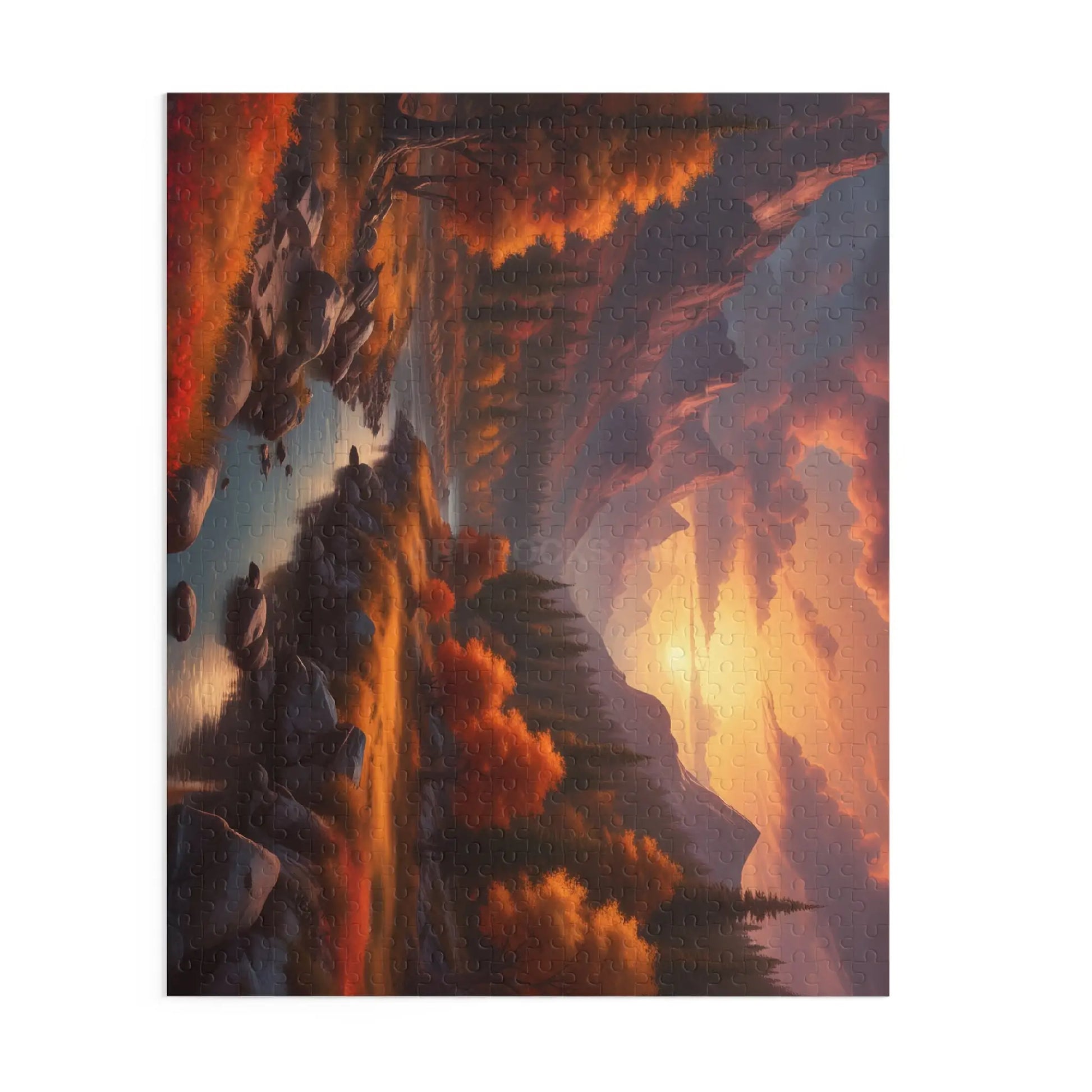 Autumn Trees Mountain Sunset Jigsaw Puzzle — 120/252/500 Piece - Puzzle