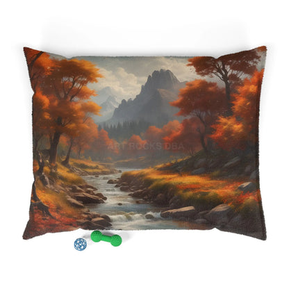 Autumn Valley Pet Bed — Cozy Scenic Dog & Cat Cushion - 50’’ × 40’’ - Pets