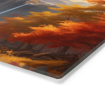 Autumn Waterfall Cutting Board – Scenic Fall Landscape Serve & Prep Board - Home Decor