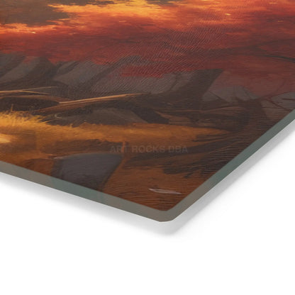 Autumn Waterfall Cutting Board – Scenic Fall Landscape Serve & Prep Board - Home Decor