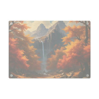 Autumn Waterfall Cutting Board – Scenic Fall Landscape Serve & Prep Board - Home Decor