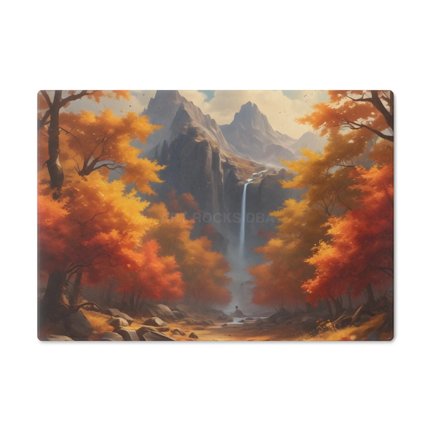 Autumn Waterfall Cutting Board – Scenic Fall Landscape Serve & Prep Board - Small - Home Decor