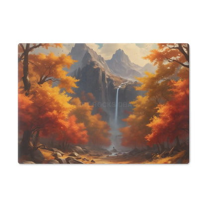 Autumn Waterfall Cutting Board – Scenic Fall Landscape Serve & Prep Board - Small - Home Decor