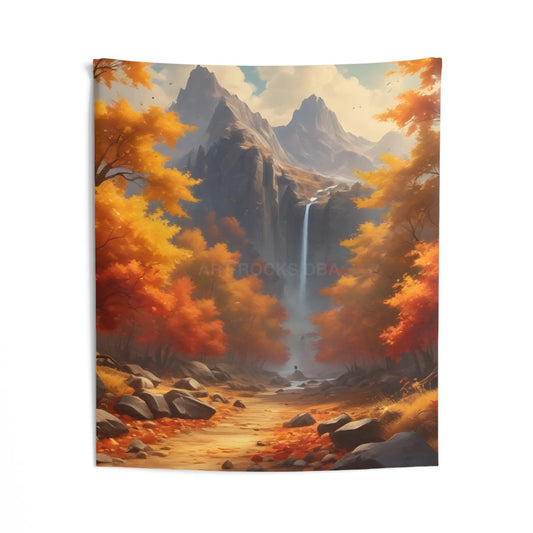 Autumn Waterfall Scenic Wall Tapestry Cozy Décor for Living Room Nature Lovers Gift Bohemian Home Accessories Rustic