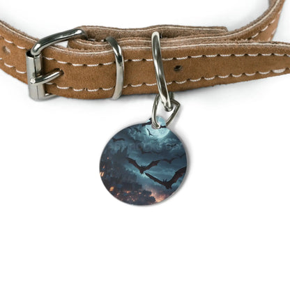 Bat Night Pet Tag — Halloween Moonlit Dog & Cat ID Tag - 1’’ - Pets
