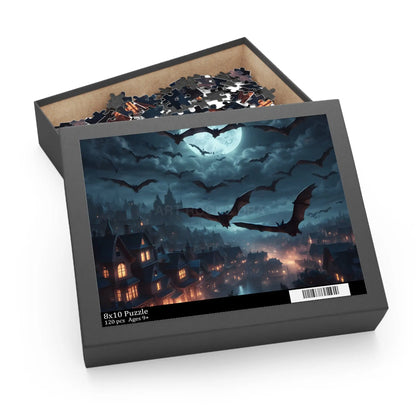 Bat Swarm Moonlight Puzzle — Spooky Gothic 120/252/500-Piece Jigsaw - 10’’ × 8’’ (120 pcs) - Puzzle