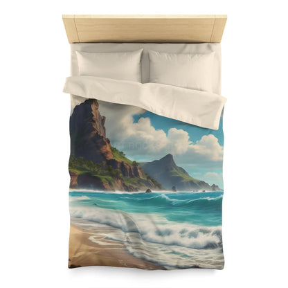 Beach Bliss Microfiber Duvet Cover - Coastal Dream Escape - Twin / Cream - Home Decor