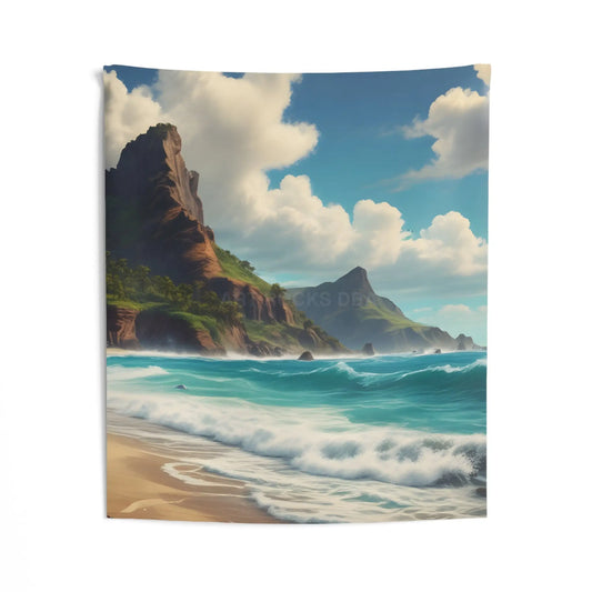Beach Sunset Indoor Wall Tapestry Boho Home Decor Ocean Vibe Art Living Room Wall Hanging Coastal Decoration - 50’’ ×