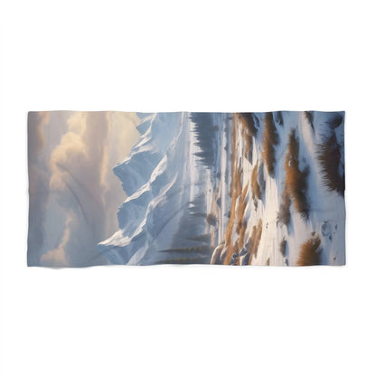 Beach Towel - Serene Snowy Mountain Landscape Print - 36’’ × 72’’ - Home Decor