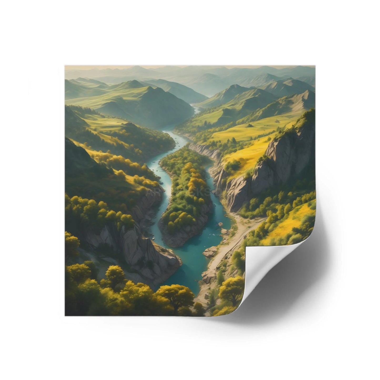 Beautiful River Square Stickers Scenic Decor Eco-Friendly Gift Journaling Stickers Outdoor Aesthetic - Paper products