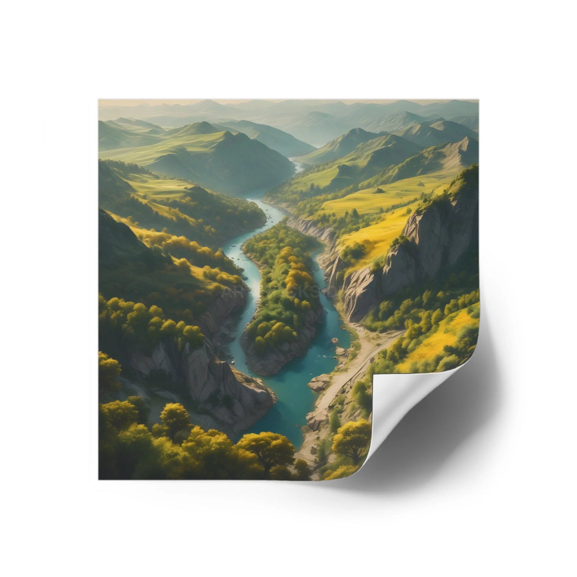 Beautiful River Square Stickers Scenic Decor Eco-Friendly Gift Journaling Stickers Outdoor Aesthetic - Paper products