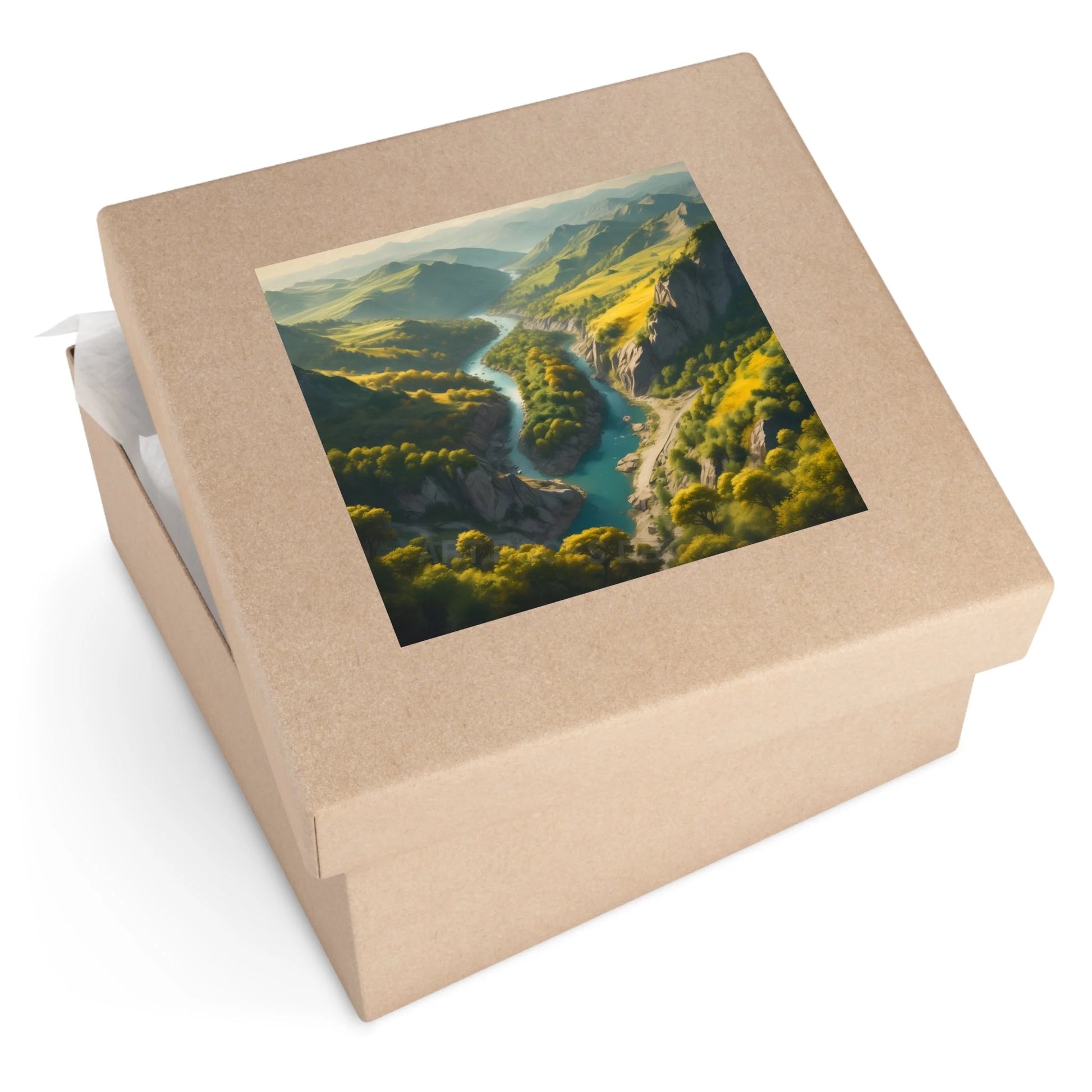 Beautiful River Square Stickers Scenic Decor Eco-Friendly Gift Journaling Stickers Outdoor Aesthetic - Paper products