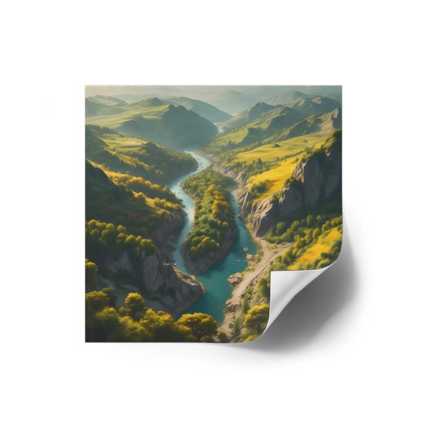 Beautiful River Square Stickers Scenic Decor Eco-Friendly Gift Journaling Stickers Outdoor Aesthetic - Paper products