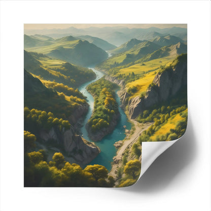 Beautiful River Square Stickers Scenic Decor Eco-Friendly Gift Journaling Stickers Outdoor Aesthetic - Paper products