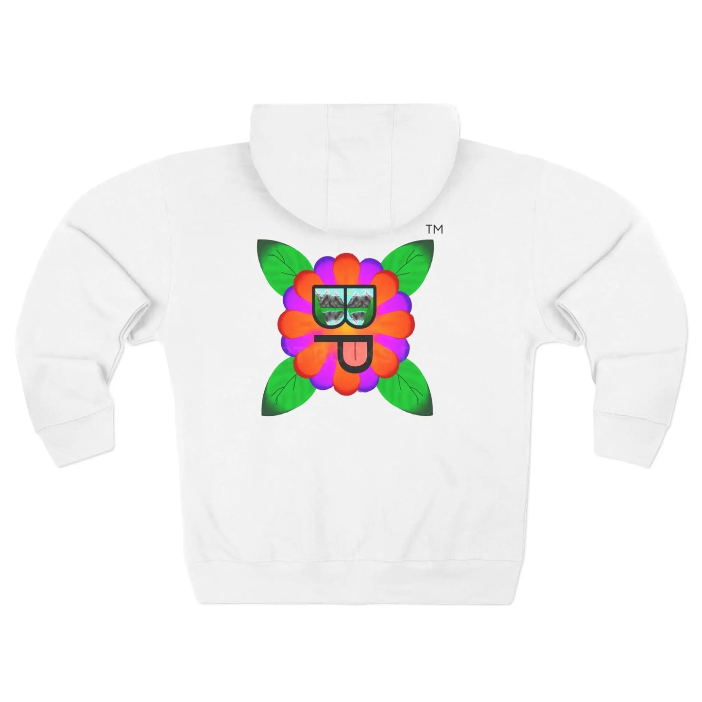 Bloomin’ Paradise Trademark Zip-Up Hoodie — Colorful Flower Sunglasses Logo - XS / White - Hoodie