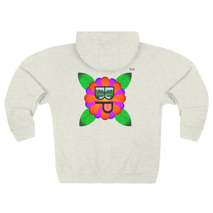 Bloomin’ Paradise Trademark Zip-Up Hoodie — Colorful Flower Sunglasses Logo - Hoodie