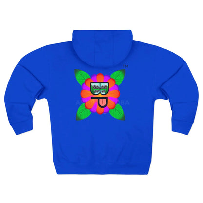 Bloomin’ Paradise Trademark Zip-Up Hoodie — Colorful Flower Sunglasses Logo - Hoodie