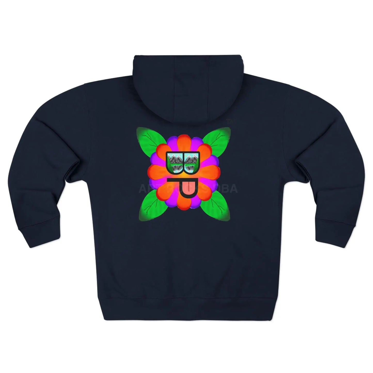 Bloomin’ Paradise Trademark Zip-Up Hoodie — Colorful Flower Sunglasses Logo - XS / Navy - Hoodie