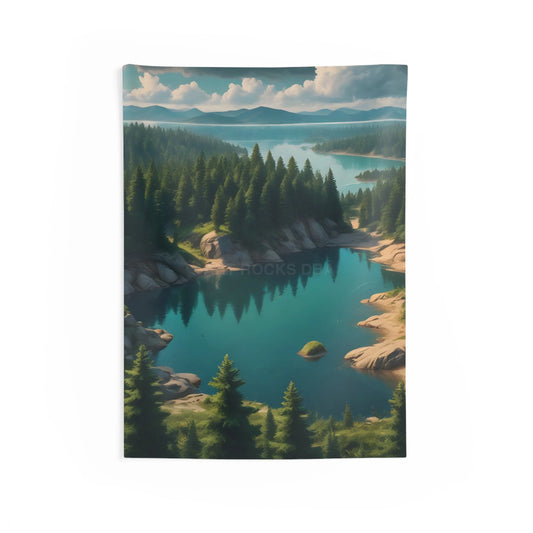 Blue Lake Indoor Wall Tapestries for Cozy Homes Bohemian Decor Scenic Landscape Tapestry Living Room Wall Art Gifts
