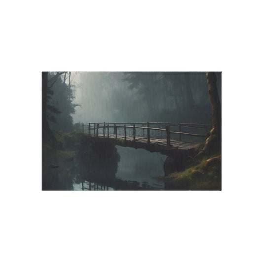 Bridge Over Tranquil River Reflection Outdoor Rug with Bridge Design Garden Decor Patio Mat Camping Accessories Cozy