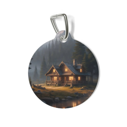 Cabin by the Lake Pet Tag — Rustic Cozy Cottage Dog ID Tag - 1’’ - Pets