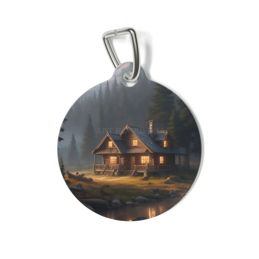 Cabin by the Lake Pet Tag — Rustic Cozy Cottage Dog ID Tag - 1’’ - Pets
