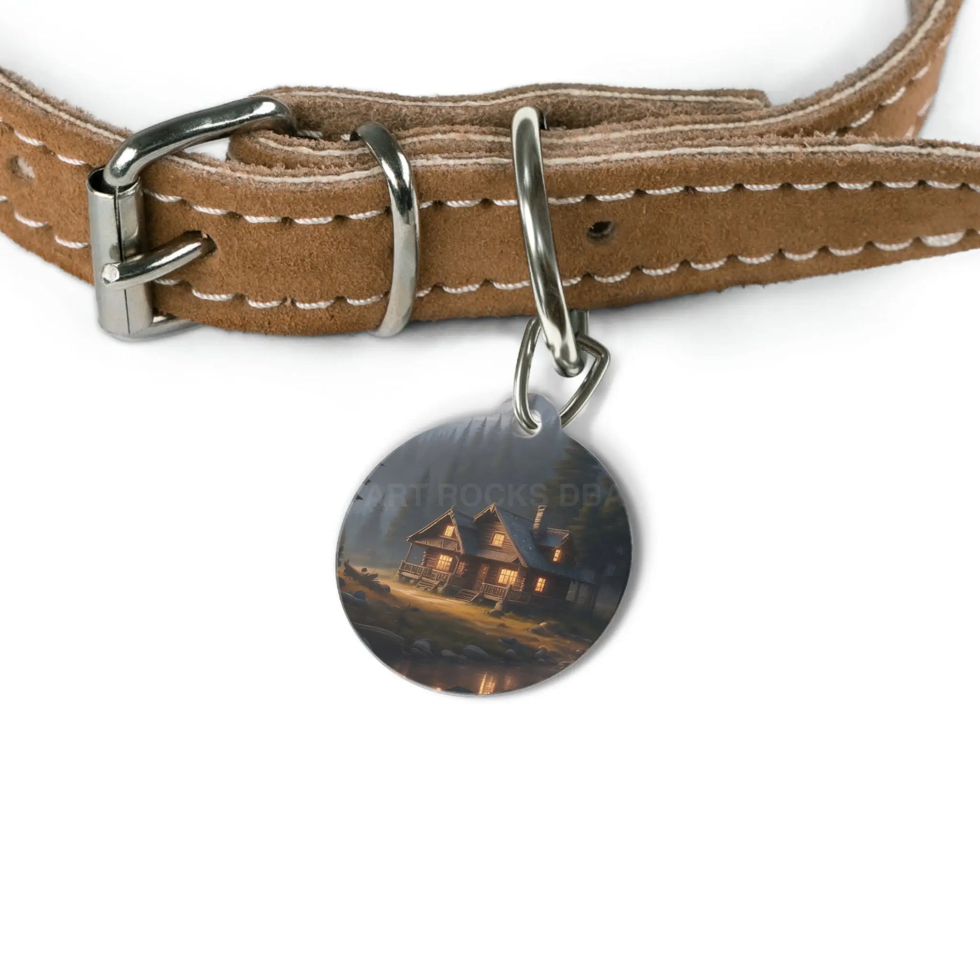 Cabin by the Lake Pet Tag — Rustic Cozy Cottage Dog ID Tag - 1’’ - Pets