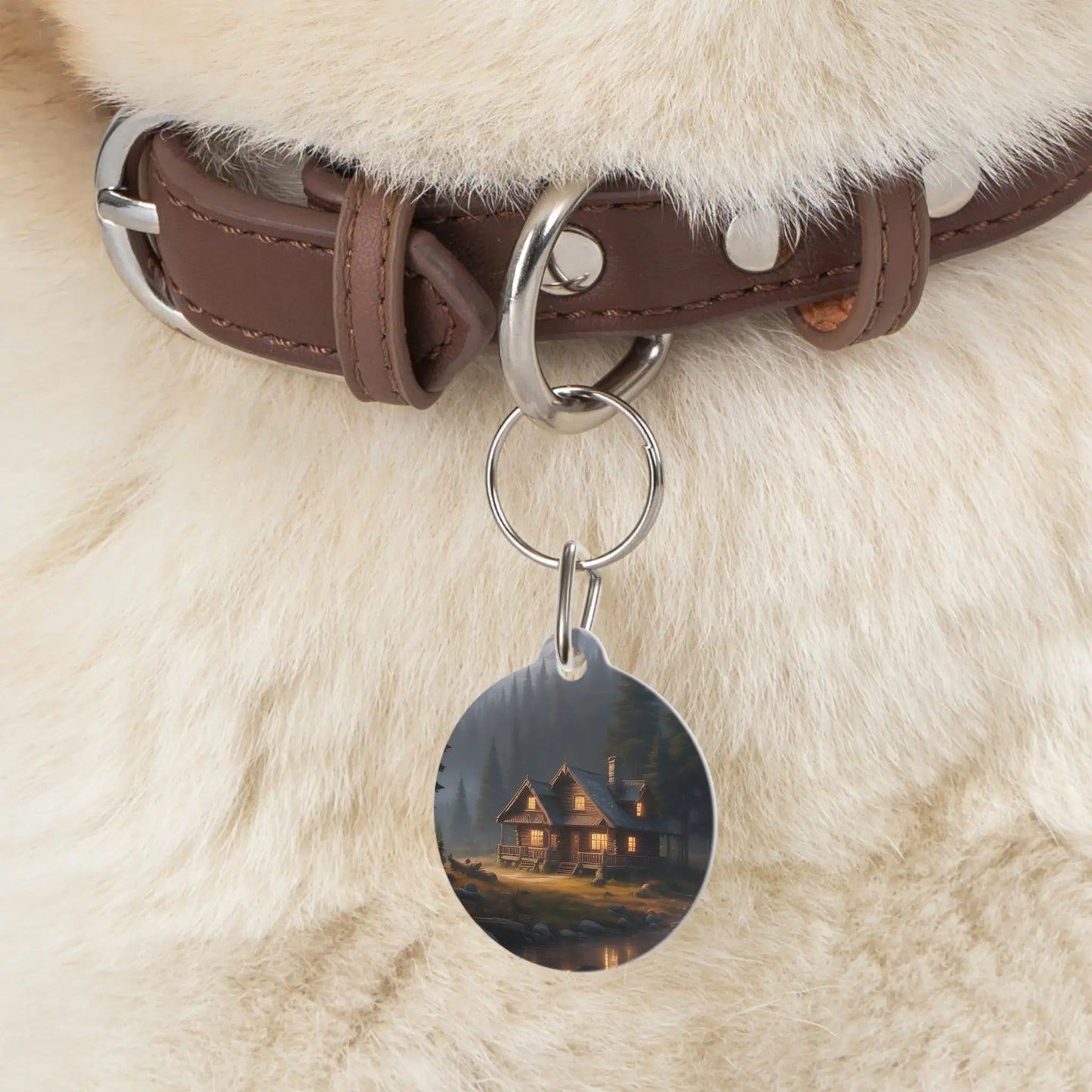 Cabin by the Lake Pet Tag — Rustic Cozy Cottage Dog ID Tag - 1’’ - Pets