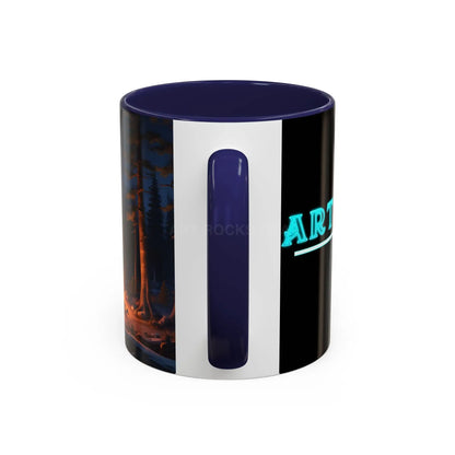 Cabin Campfire Coffee Mug — Moonlit Forest Rustic Ceramic Accent Mug (11/15oz) - Mug